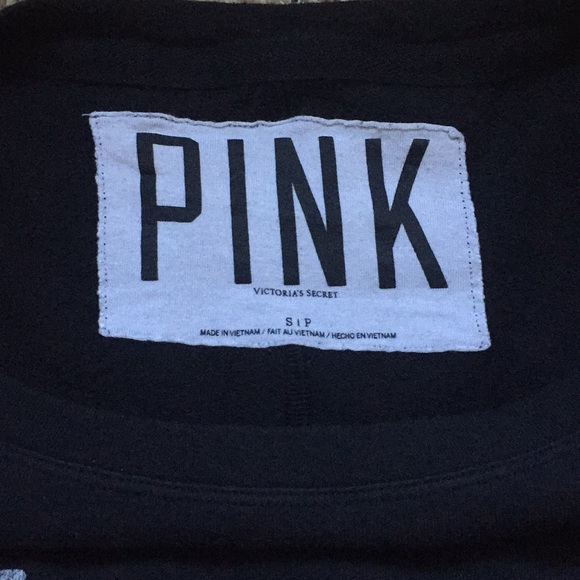 Pink, Black crew neck sweat shirt. Size: S - Picture 2 of 4